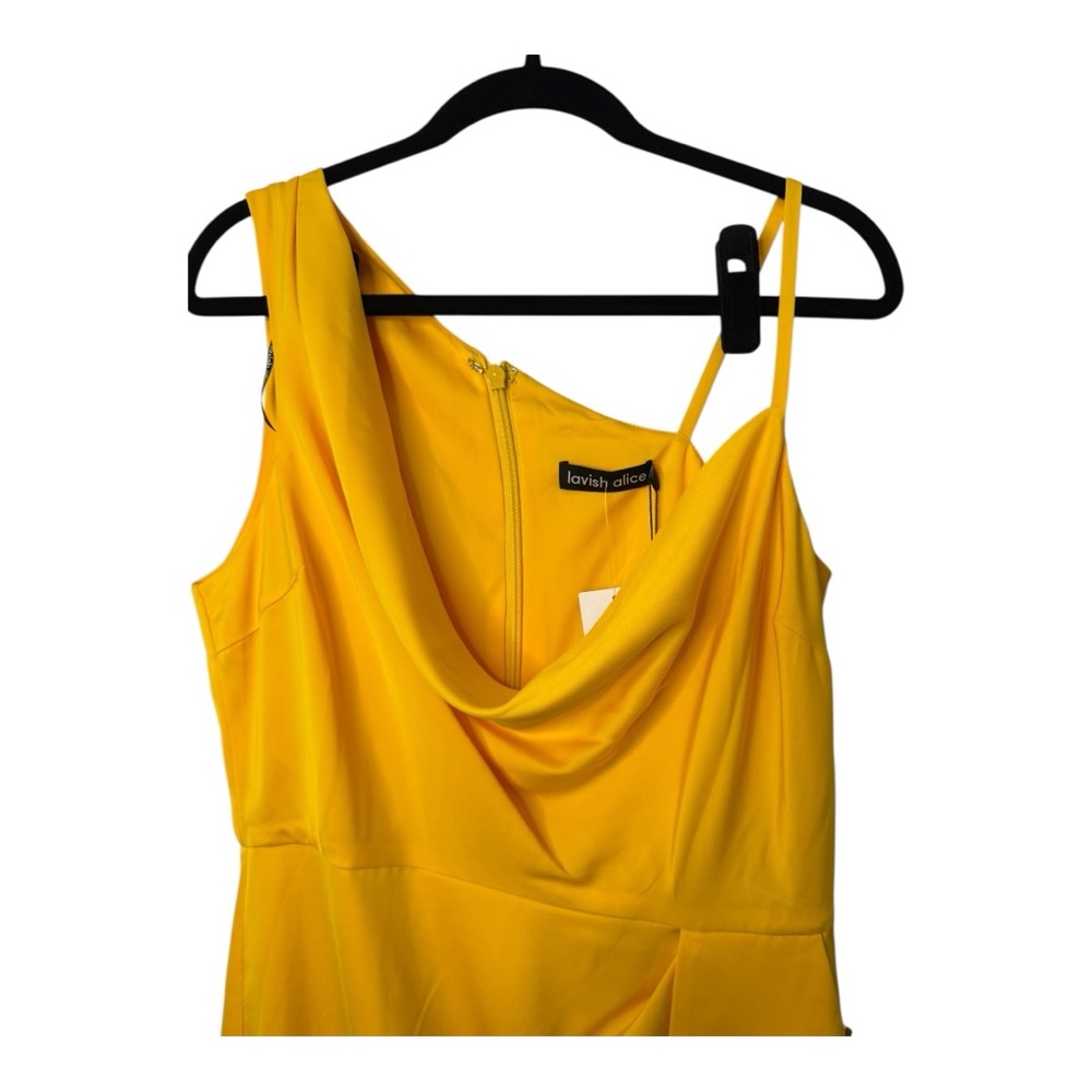 Lavish Alice Emma Cowl Neck Mini Wrap Formal Cocktail Dress in‎ Yellow NWT Sz 12 - Picture 5 of 14